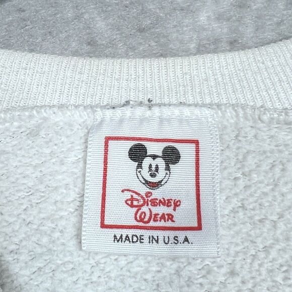 80s Vintage DISNEY Mickey Mouse Sweatshirt Large White Jumper Character Fashions - Picture 10 of 13